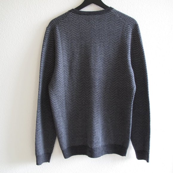 TASSO ELBA Grey Chevron Wool Blend Grandpa Sweater - Picture 5 of 14